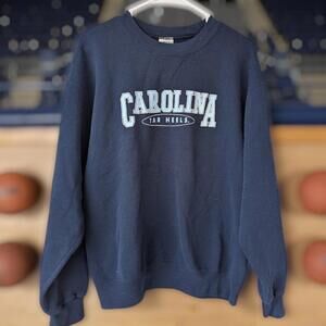 Y2K Soffe Carolina Tar Heels Navy Blue Crew Sweatshirt M NCAA College Basketball